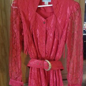 Red Lace Western Dress